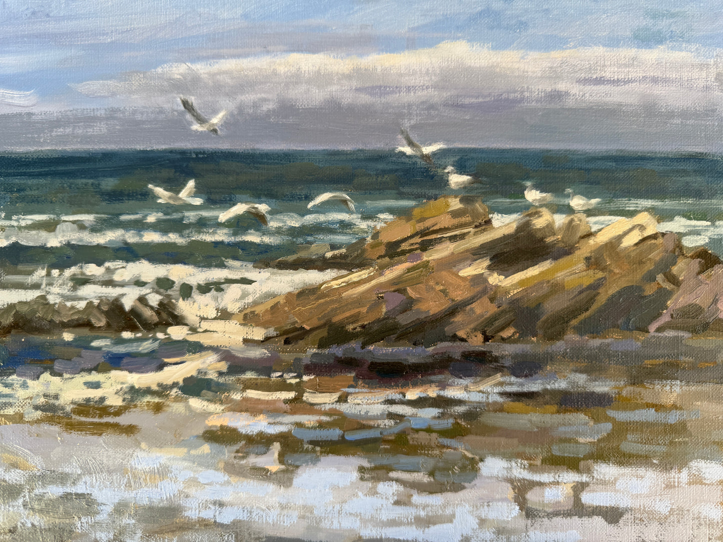 Seagulls and Spray, Whitsand Bay